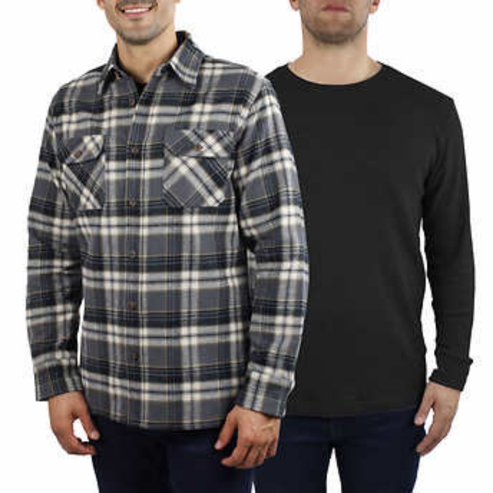 Jachs Men’s Flannel Shirt + Thermal, 2-pack